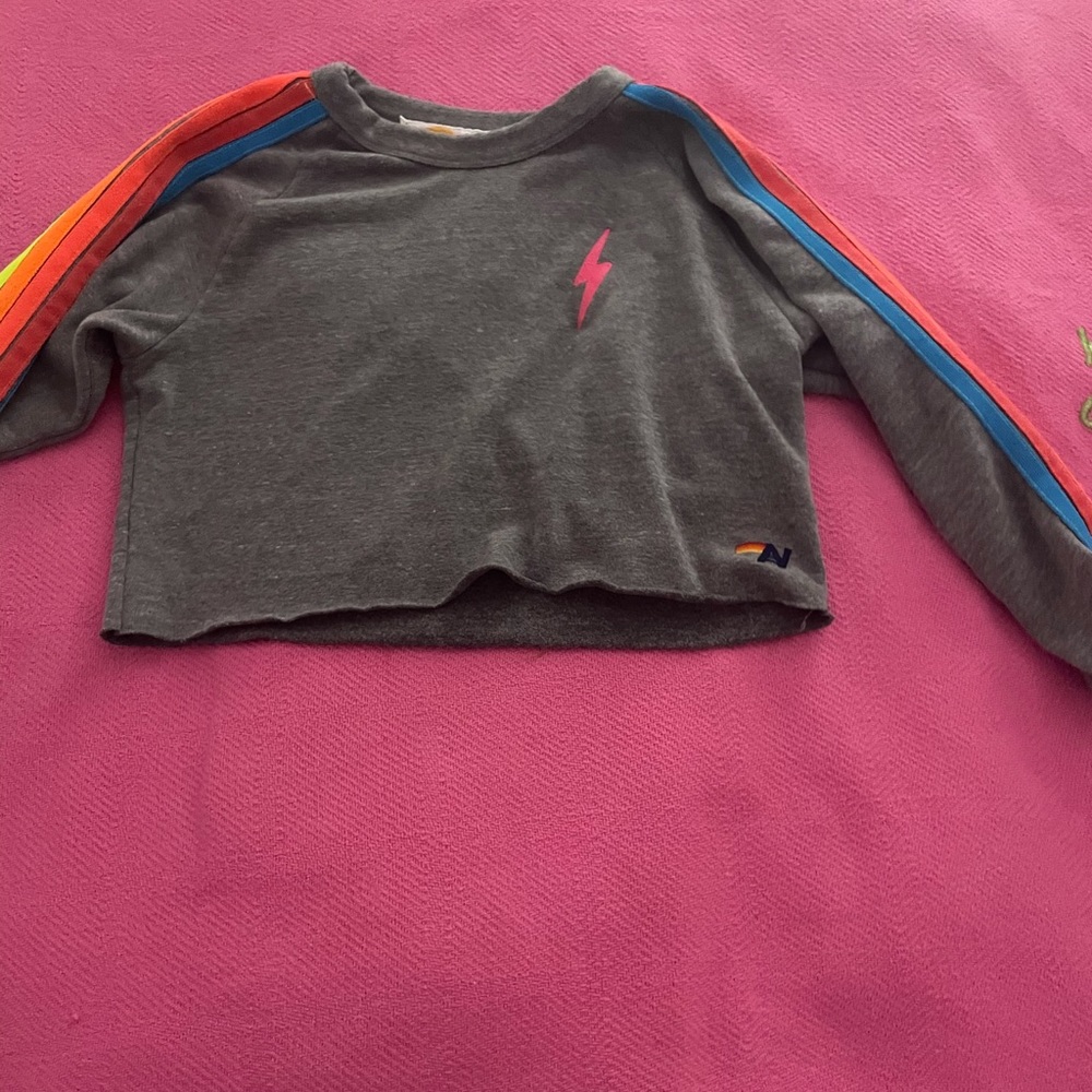 Aviator nation 5 stripe neon cropped crewneck. Barely worn.